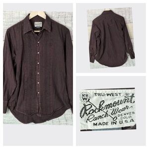 Vintage Rockmount Ranch Wear Tru-West Pleated Western Pearl Snap Shirt S/M Y2K